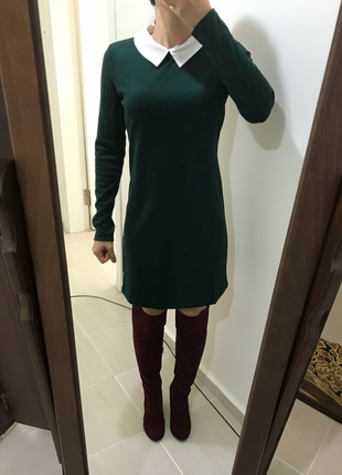 xs Beden Yakalı yeşil elbise