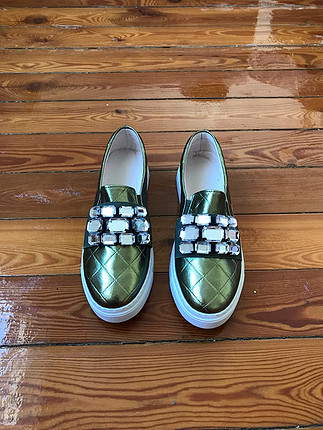 39 Beden yeşil Renk Taşlı ayakkabı
