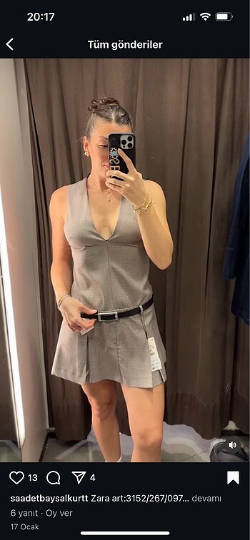 Zara beli kemerli elbise