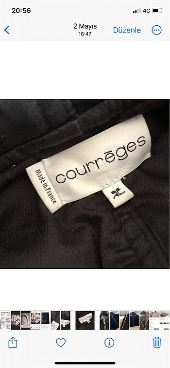 36 Beden siyah Renk Courreges marka Fransız Orjinal tarz mont şık
