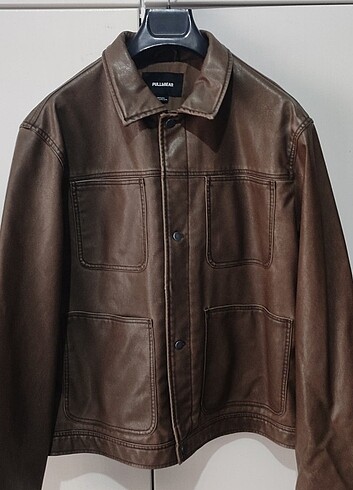 0 deri ceket pull and bear  - Görsel 4