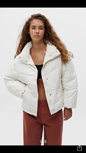 pull bear ekru şişme mont