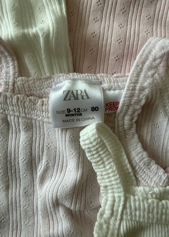 ZARA 9-12 ay Kolsuz Bebek Kız Çıtçıtlı Body Seti - Görsel 2