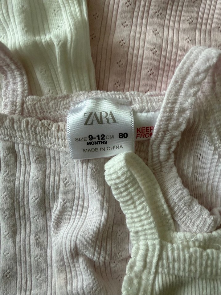 ZARA 9-12 ay Kolsuz Bebek Kız Çıtçıtlı Body Seti - Görsel 2