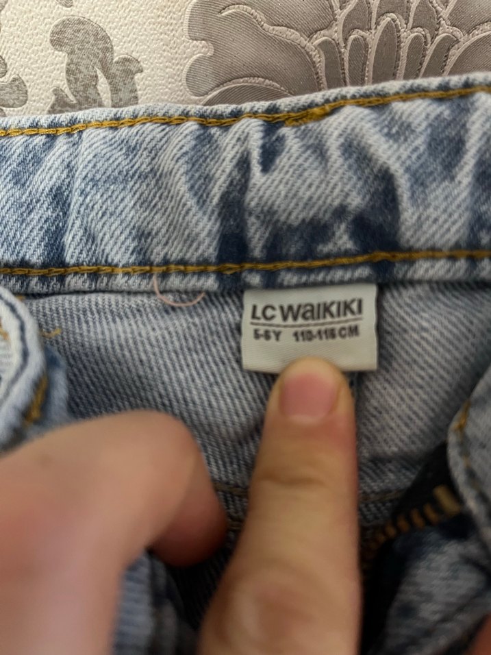 Düğmeli Gri Mavi Midi Denim çocuk pantolon - Görsel 2