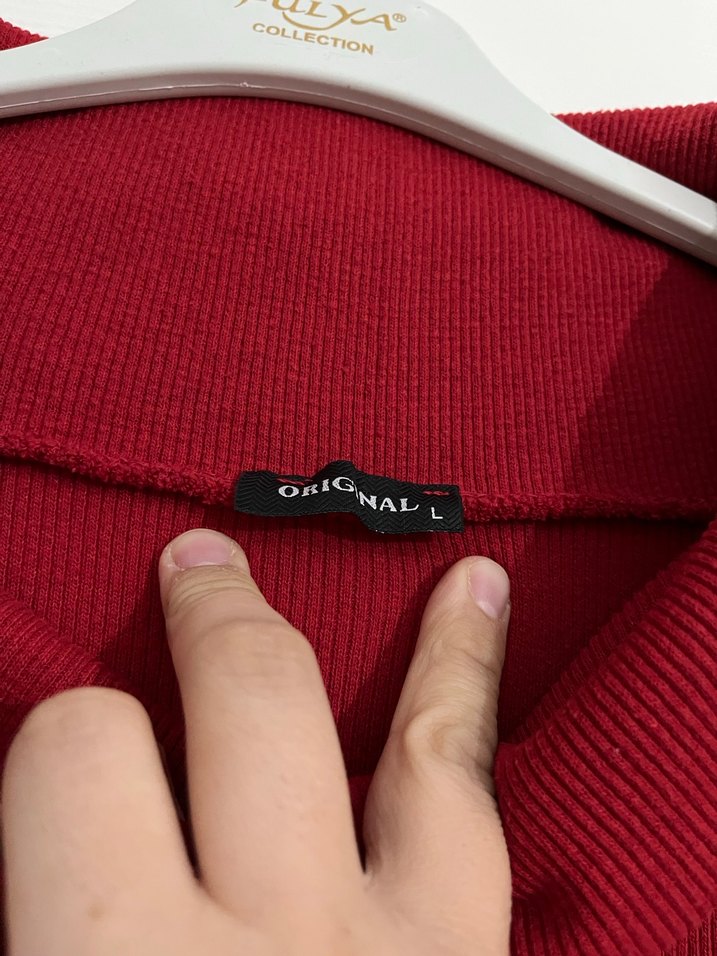 Kırmızı Uzun Kollu Yüksek Yakalı Triko Elbise - Görsel 2