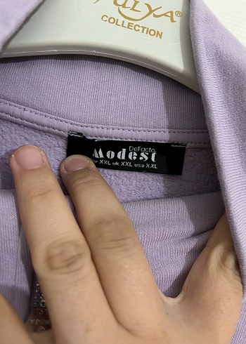 Kadın Mor Yarım Fermuarlı Sweatshirt - Görsel 2