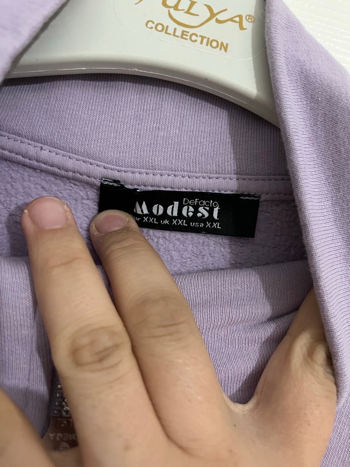 Kadın Mor Yarım Fermuarlı Sweatshirt - Görsel 2