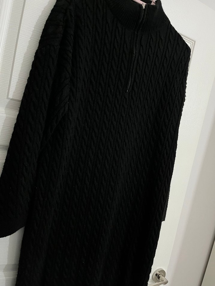 Siyah Uzun Örgü Kadın Elbise - Görsel 2