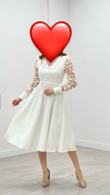 Midi beyaz elbise