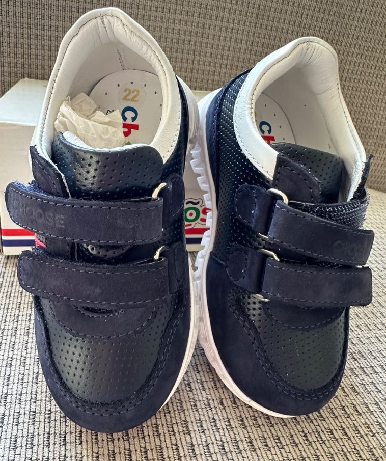 Deri Koyu Mavi Erkek Çocuk Cırt Cırtlı Spor Ayakkabı - Görsel 2