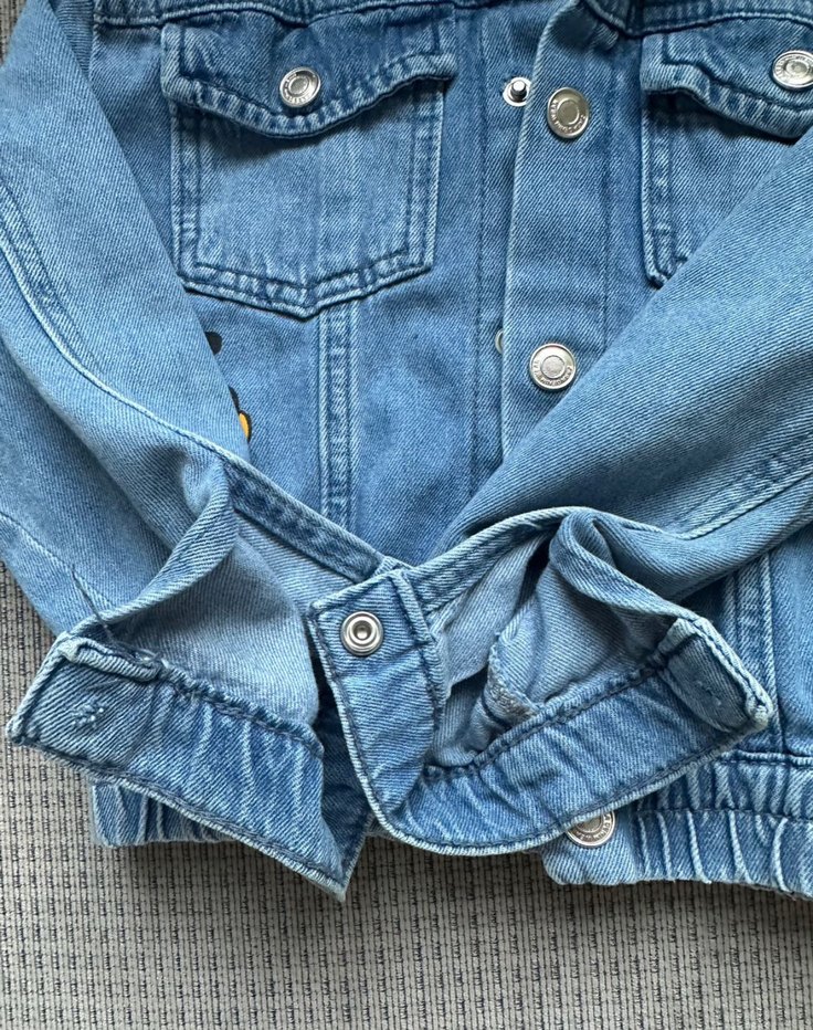 Mickey mouse  Çocuk Mavi Denim Nakışlı Ceket - Görsel 3