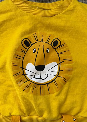 Sarı Aslan Baskılı Erkek Çocuk Sweatshirt - Görsel 2