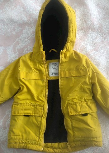 Erkek bebek Sarı Kapüşonlu Mont - Görsel 2