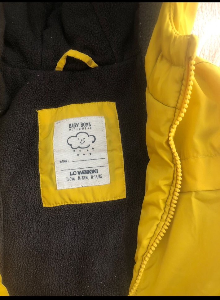 Erkek bebek Sarı Kapüşonlu Mont - Görsel 3