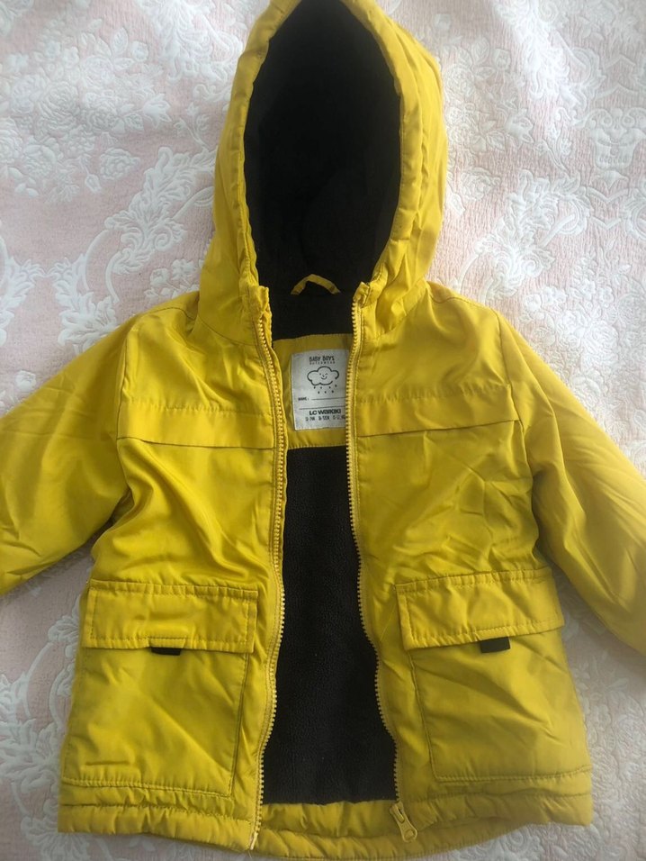Erkek bebek Sarı Kapüşonlu Mont - Görsel 2
