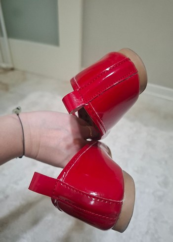 Kırmızı Fiyonk Detaylı Kız Çocuk Babet - Görsel 5