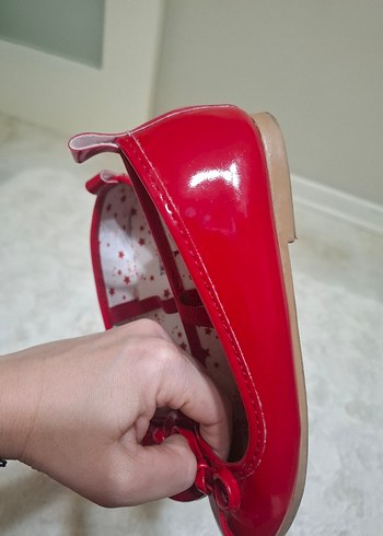 Kırmızı Fiyonk Detaylı Kız Çocuk Babet - Görsel 6