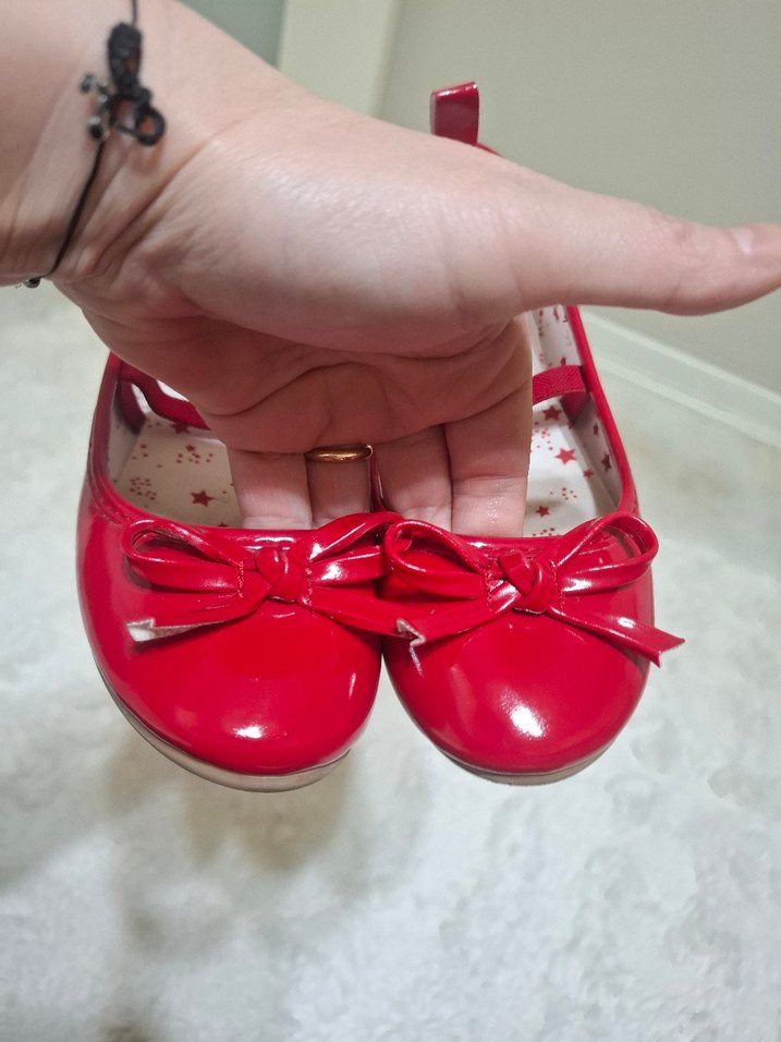 Kırmızı Fiyonk Detaylı Kız Çocuk Babet - Görsel 4