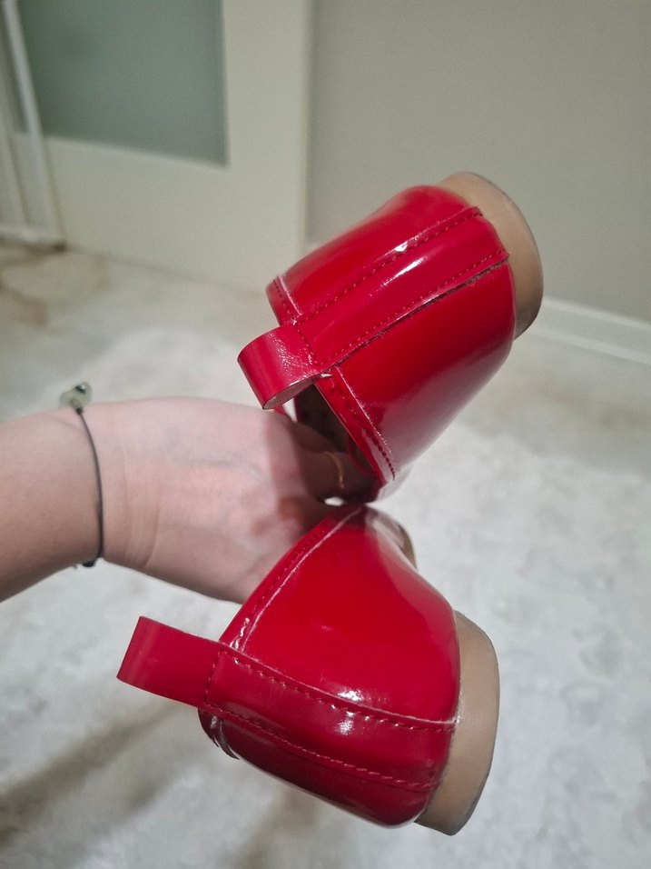 Kırmızı Fiyonk Detaylı Kız Çocuk Babet - Görsel 5