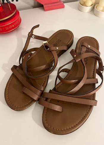 Deri Kahverengi Kadın Sandalet