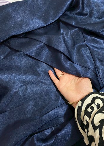 Mavi Parlak Drapeli Uzun Mezuniyet Elbisesi - Görsel 3