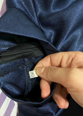 Mavi Parlak Drapeli Uzun Mezuniyet Elbisesi - Görsel 5