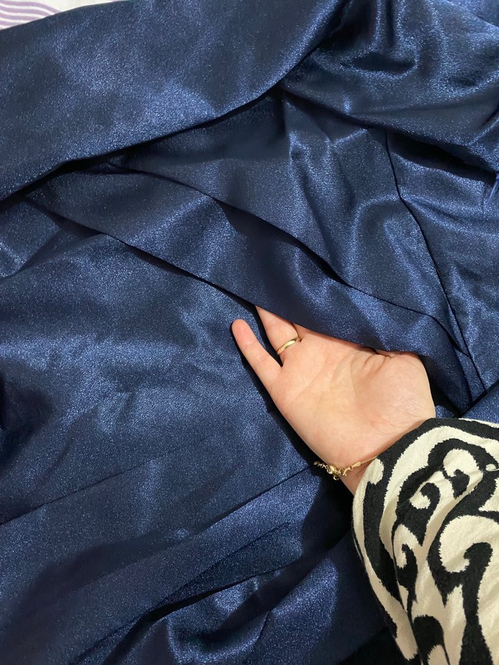 Mavi Parlak Drapeli Uzun Mezuniyet Elbisesi - Görsel 3