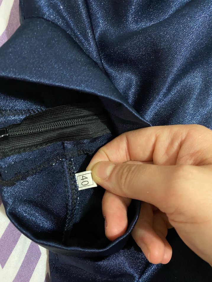 Mavi Parlak Drapeli Uzun Mezuniyet Elbisesi - Görsel 5