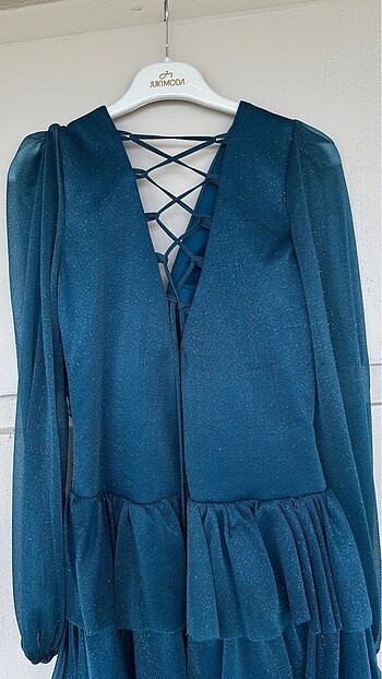 Petrol Mavisi Simli Abiye - Görsel 5