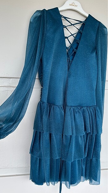 Petrol Mavisi Simli Abiye - Görsel 6