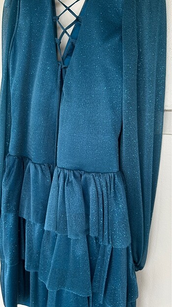 Petrol Mavisi Simli Abiye - Görsel 7