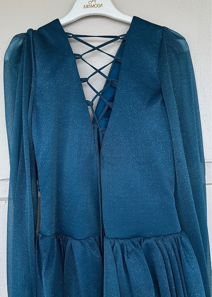 Petrol Mavisi Simli Abiye - Görsel 5