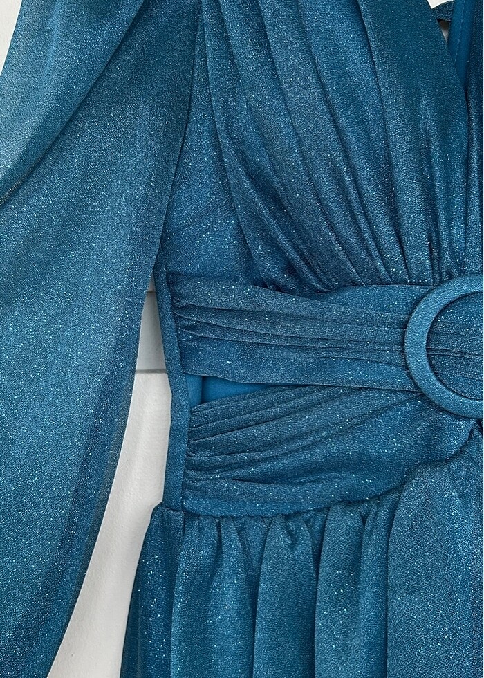 Petrol Mavisi Simli Abiye - Görsel 4