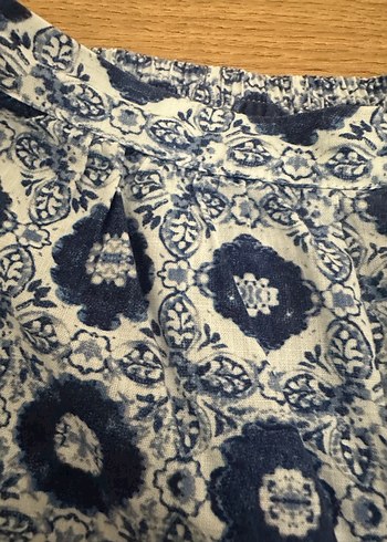 Bohem Mavi Bağlama Desenli Kız çocuk Kumaş Pantolon - Görsel 4