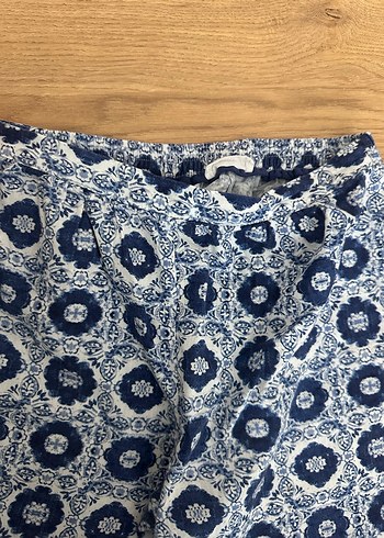 Bohem Mavi Bağlama Desenli Kız çocuk Kumaş Pantolon - Görsel 2