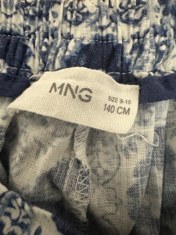 Bohem Mavi Bağlama Desenli Kız çocuk Kumaş Pantolon - Görsel 3