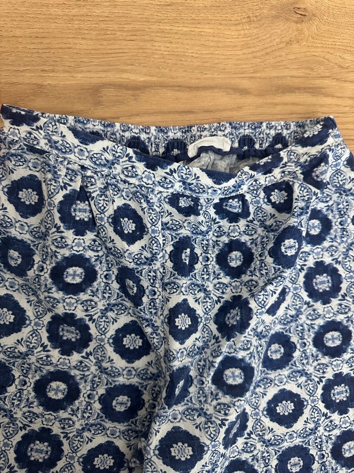 Bohem Mavi Bağlama Desenli Kız çocuk Kumaş Pantolon - Görsel 2