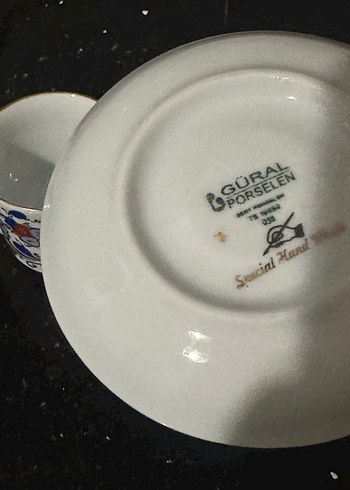 Güral porselen Çiçek Desenli İnce Porselen Fincan ve Tabak - Görsel 4