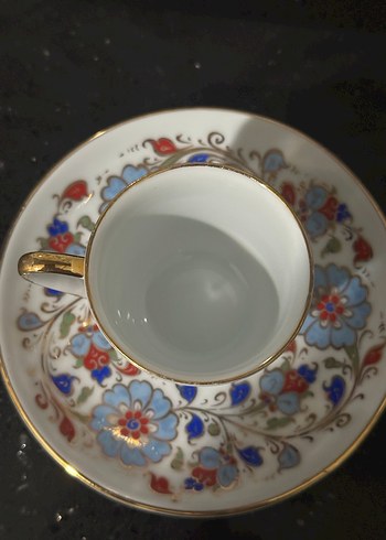 Güral porselen Çiçek Desenli İnce Porselen Fincan ve Tabak - Görsel 3