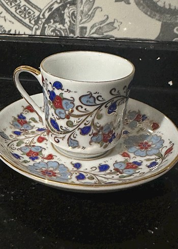 Güral porselen Çiçek Desenli İnce Porselen Fincan ve Tabak - Görsel 2