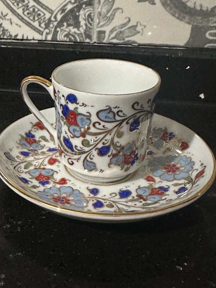 Güral porselen Çiçek Desenli İnce Porselen Fincan ve Tabak - Görsel 2