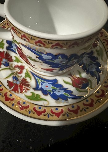 Güral porselen Çiçek Desenli Seramik Fincan ve Tabak - Görsel 3