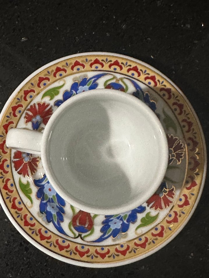 Güral porselen Çiçek Desenli Seramik Fincan ve Tabak - Görsel 2