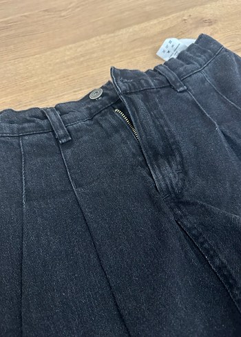 Kız çocuk Siyah Pileli Midi Denim Şort Etek - Görsel 8