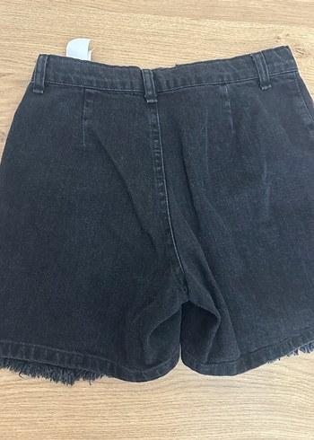 Kız çocuk Siyah Pileli Midi Denim Şort Etek - Görsel 4