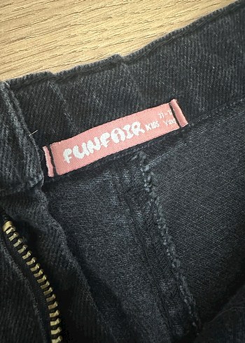 Kız çocuk Siyah Pileli Midi Denim Şort Etek - Görsel 5