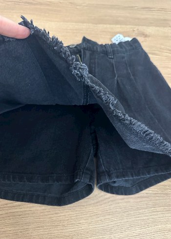 Kız çocuk Siyah Pileli Midi Denim Şort Etek - Görsel 6