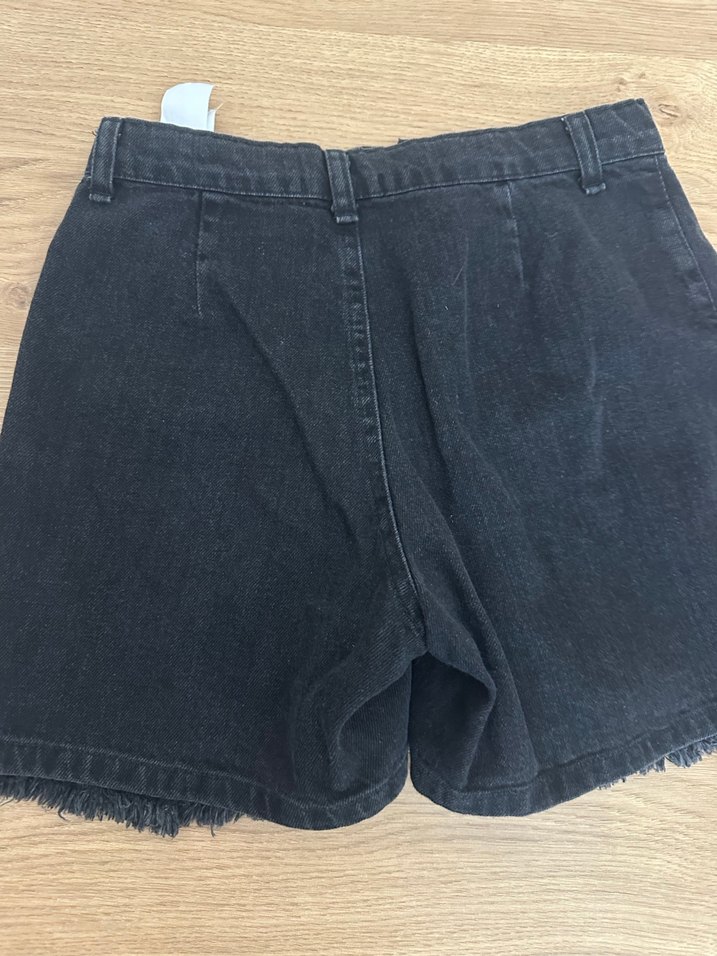 Kız çocuk Siyah Pileli Midi Denim Şort Etek - Görsel 4