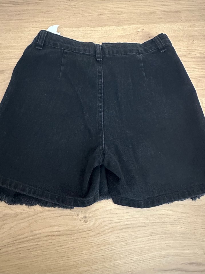 Kız çocuk Siyah Pileli Midi Denim Şort Etek - Görsel 3